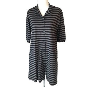 Marimekko Grey Stripe Tunic button down knit top
